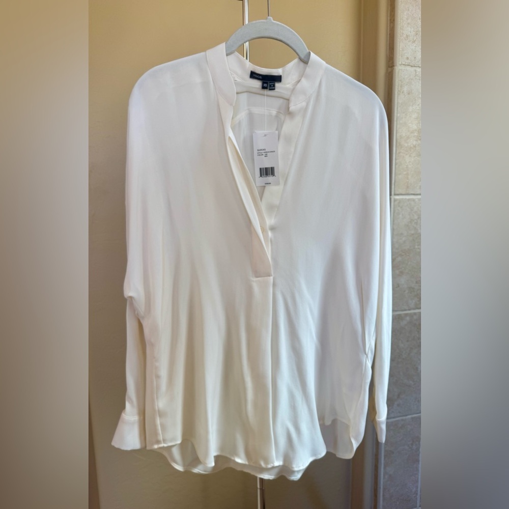 Vince Off White Silk Blouse